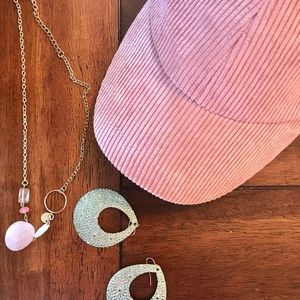 Blush Corduroy Hat with Matching Jewelry